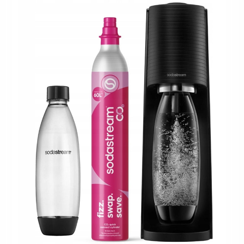 Saturator SodaStream Terra black 1 bottle + syrup Raspberry 440ml, 2 books Packaging status original