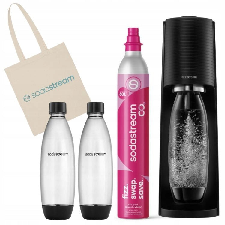 Saturator SodaStream Terra black + 2 bottles and CO2 cartridge, bag freebie