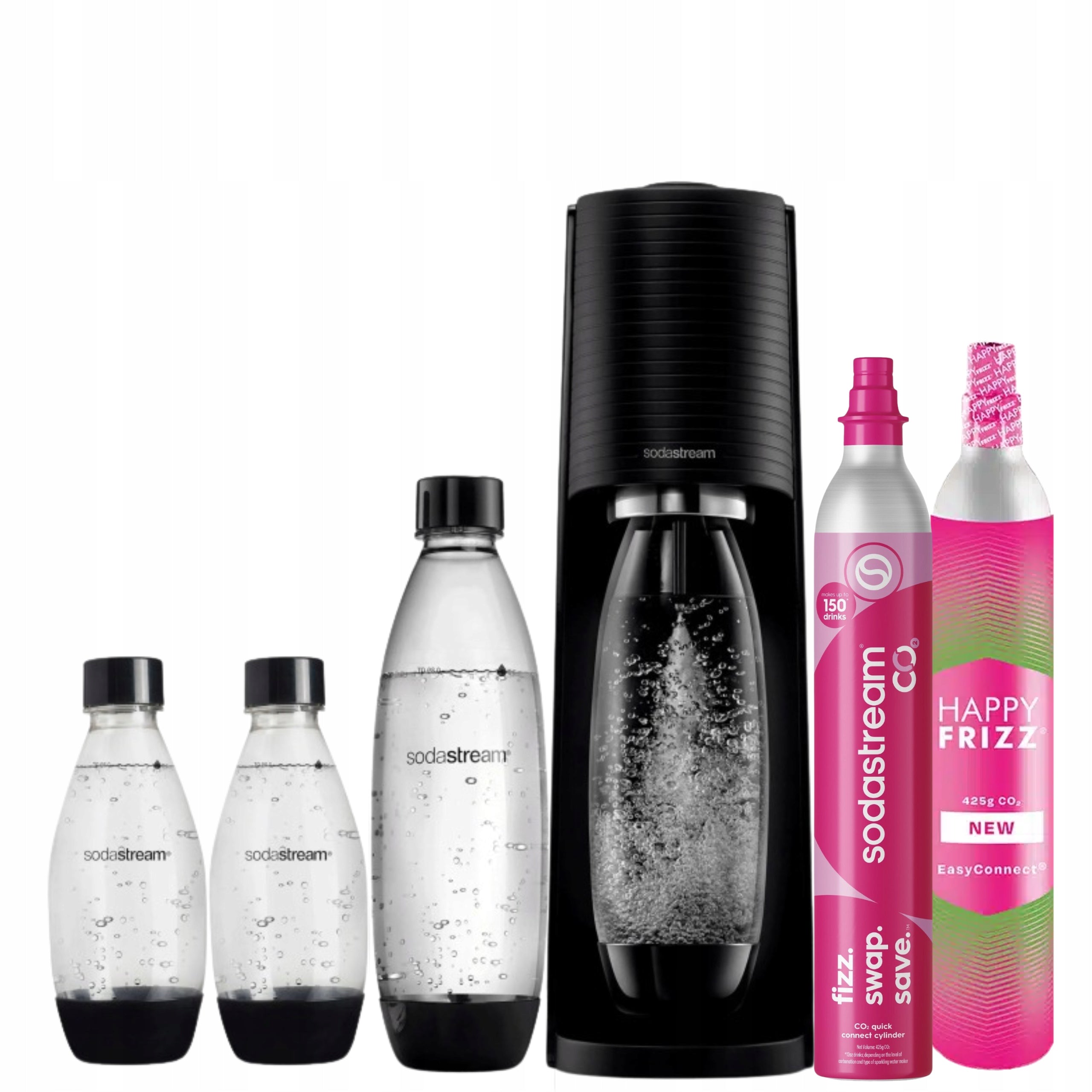 Saturator SodaStream Terra black + 3 bottles: 1x1L + 2x 0,5L, 2x CO2 cartridge