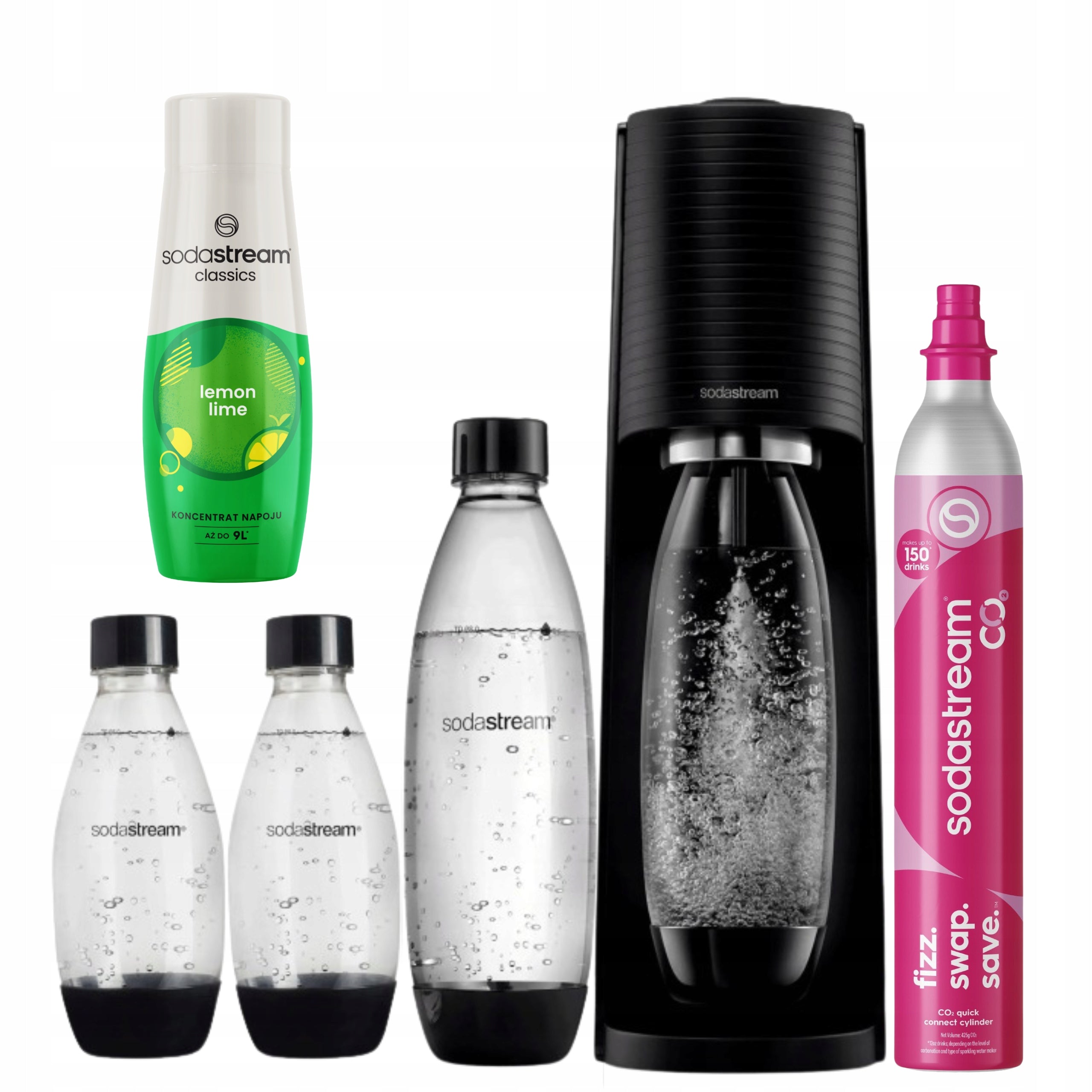 Saturator SodaStream Terra black + 3 bottles + Lemon-Lime + CO2 cartridge