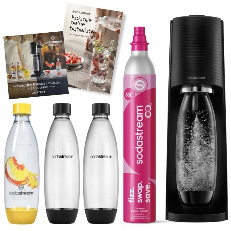Saturator SodaStream Terra black + 3 bottles included, books freebie