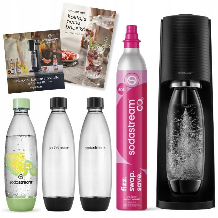 Saturator SodaStream Terra black + 3 water bottles, 2 books freebie