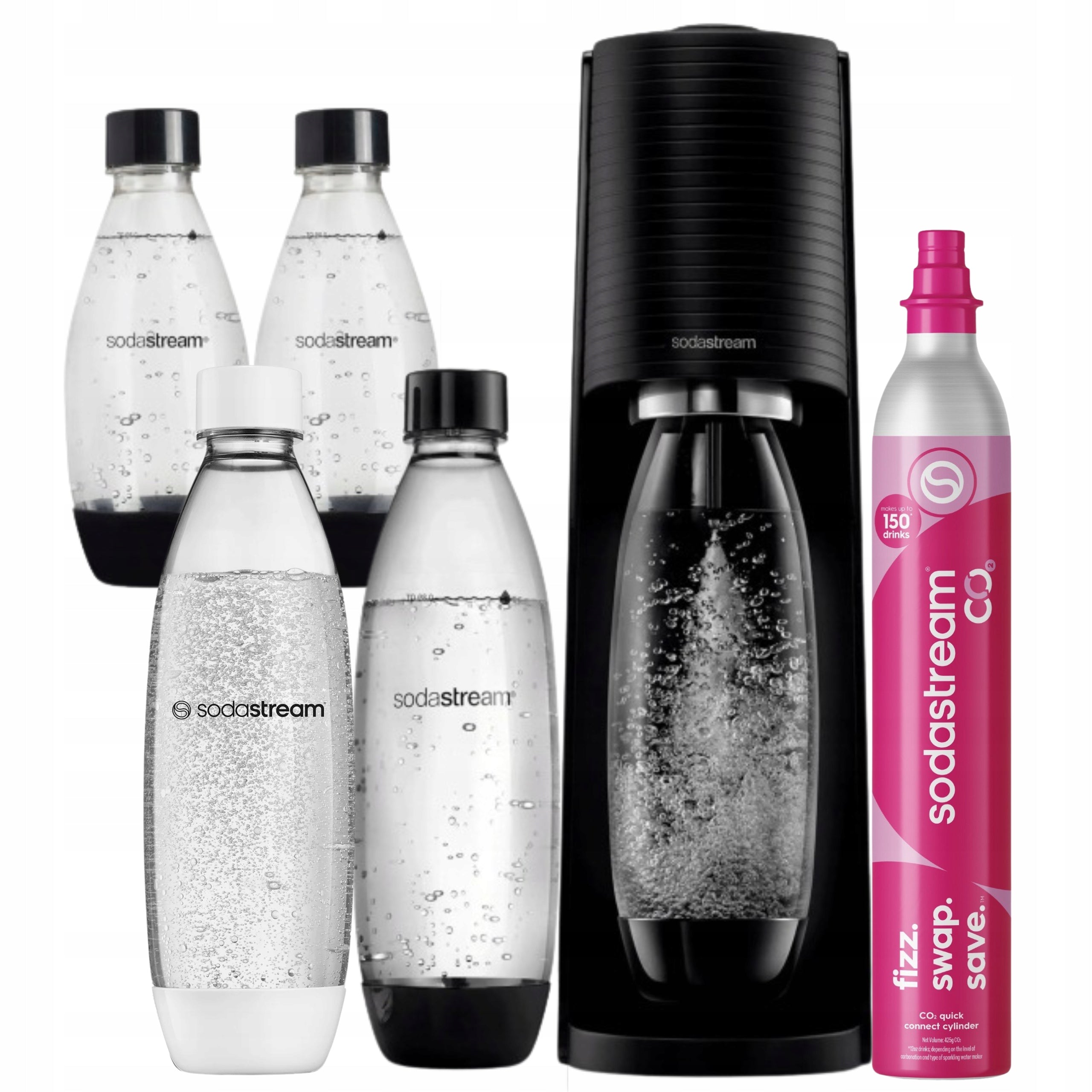 Saturator SodaStream Terra black + 4 bottles (2x 1L+ 2x 0,5L) + CO2 bottle