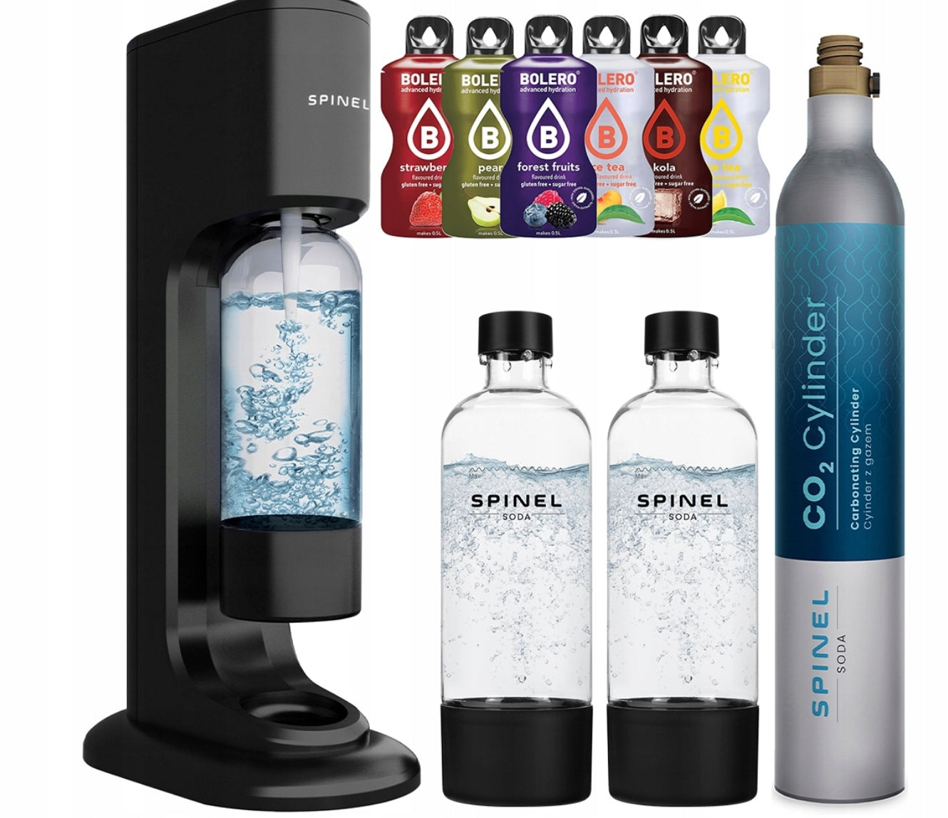 Saturator Spinel Soda BubbleON for gassing water + 2x SpinelSoda bottles Packaging status original