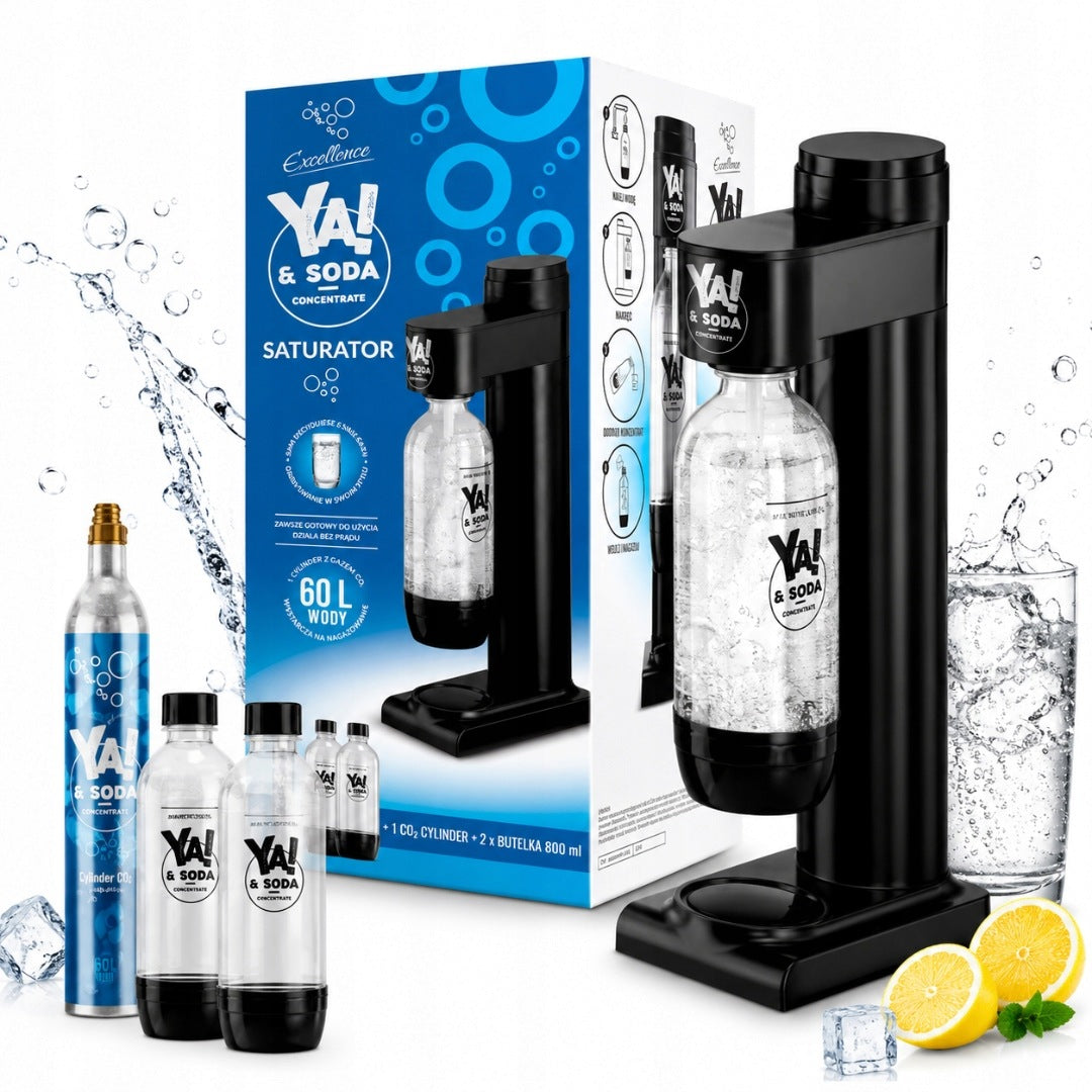 Saturator Ya!&Soda Black SET - 2 bottles + CO2 cartridge | Up to 60L of water