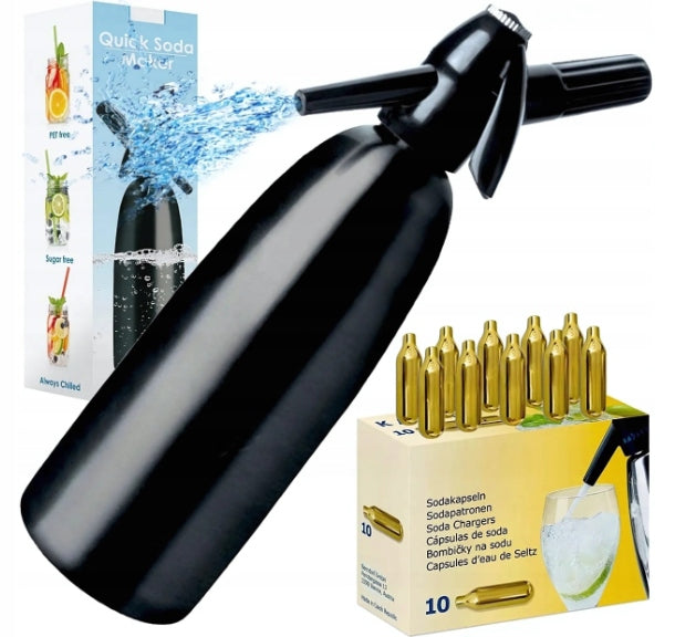 Saturator for sparkling water 1 L + SET OF CARTRIDGES 10 pcs. DURABLE LIGHTWEIGHT