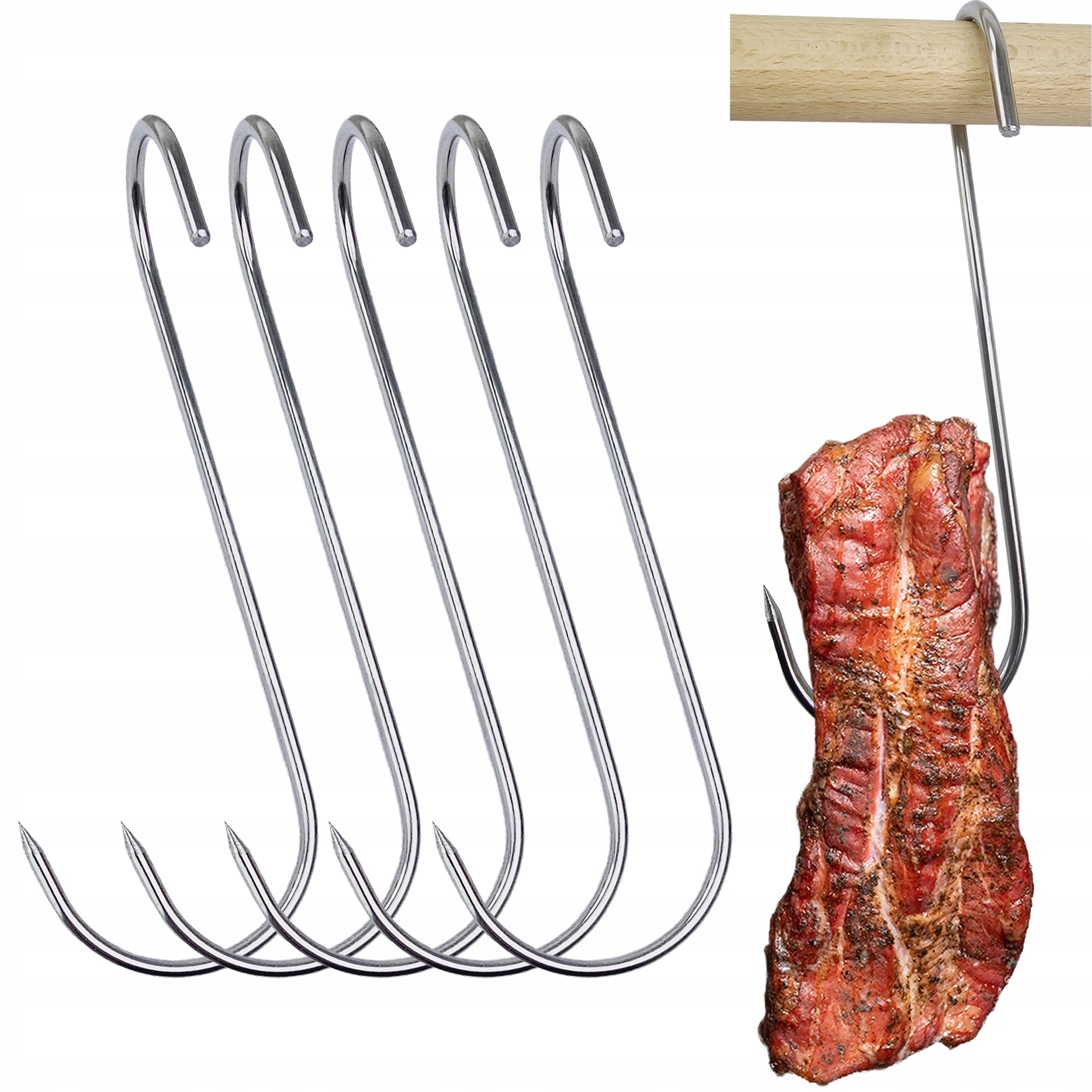 Sausage hooks 17cm twisted fi 4 for smoking rib bacon ATEST PZH