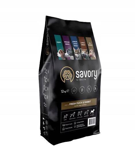 Savory Adult All Breeds Duck Rabbit 12kg