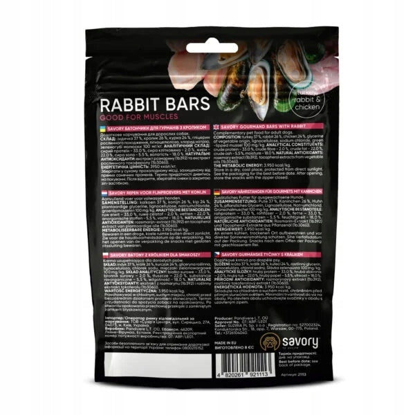 Savory Premium Treat for Adult Dried Bars Rabbit 100g Brand Savory