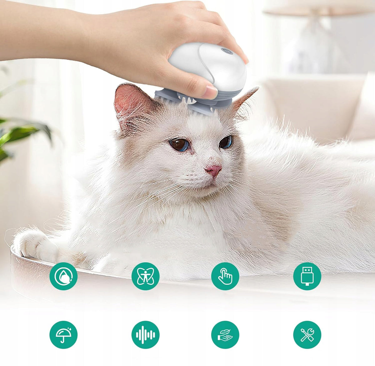 Scalp Massager Cordless Silver Waterproof, White Brand no brand
