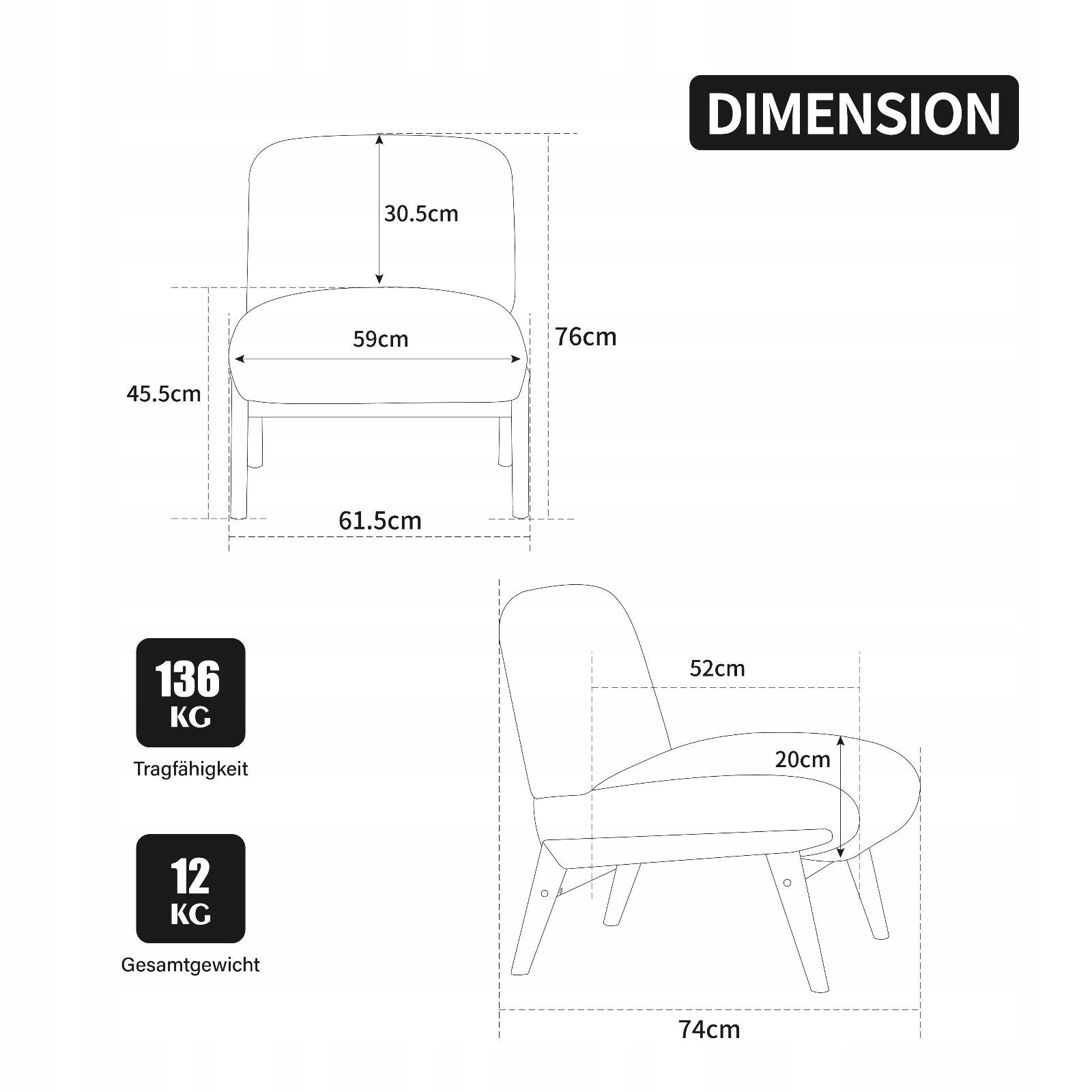 Scandinavian lounge chair grey Brand no brand