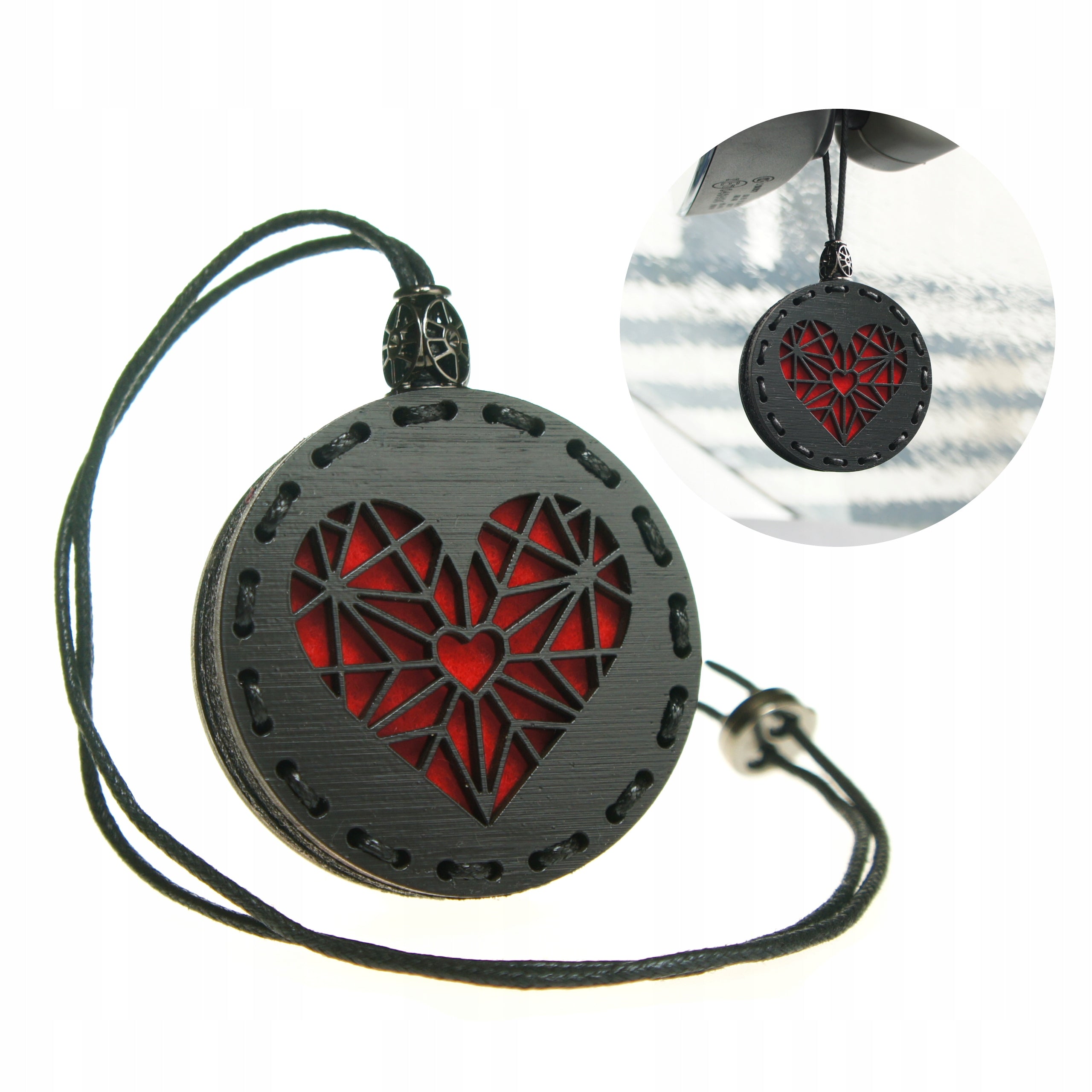 Scent for car wooden pendant Deconet Black Premium - Heart