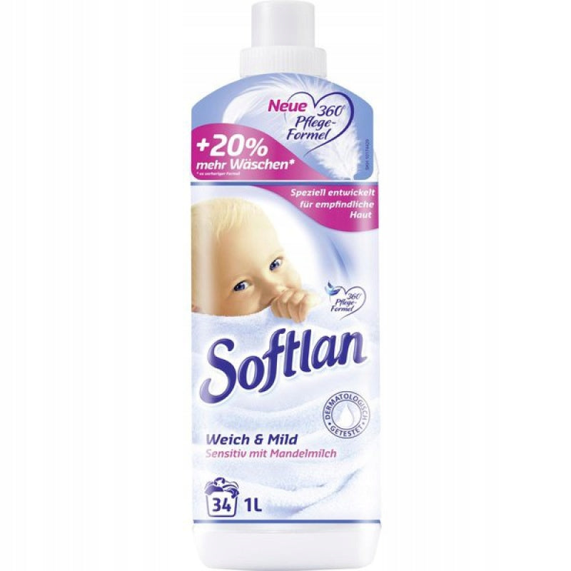 Scented CLOTHES SOFTENER Delicate 1L SENSITIVE WHITE Softlan