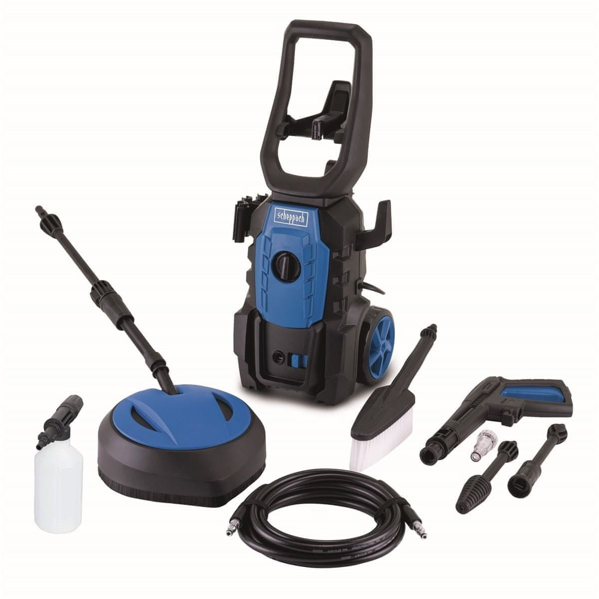 Scheppach HPC1600-KIT Pressure Washer 1600W 135 Bar 420 L/h with accessories