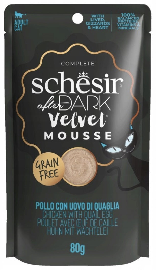 Schesir After Dark Wet Cat Food Mousse Chicken Egg Quail 80g