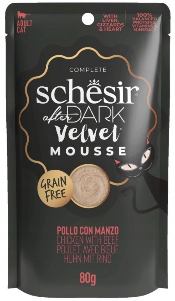 Schesir After Dark Wet Cat Food Mousse Chicken with Beef