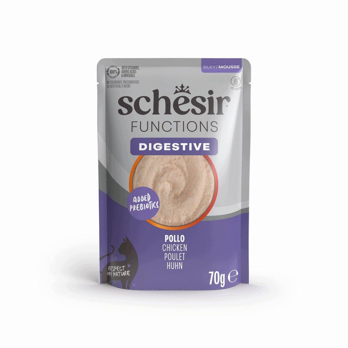 Schesir Functions Digestive wet cat food mousse chicken 70g sachet
