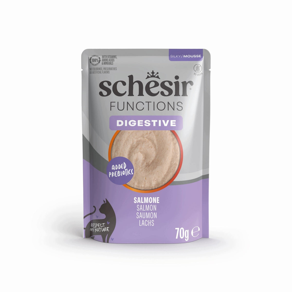 Schesir Functions Digestive wet cat food mousse salmon 70g sachet