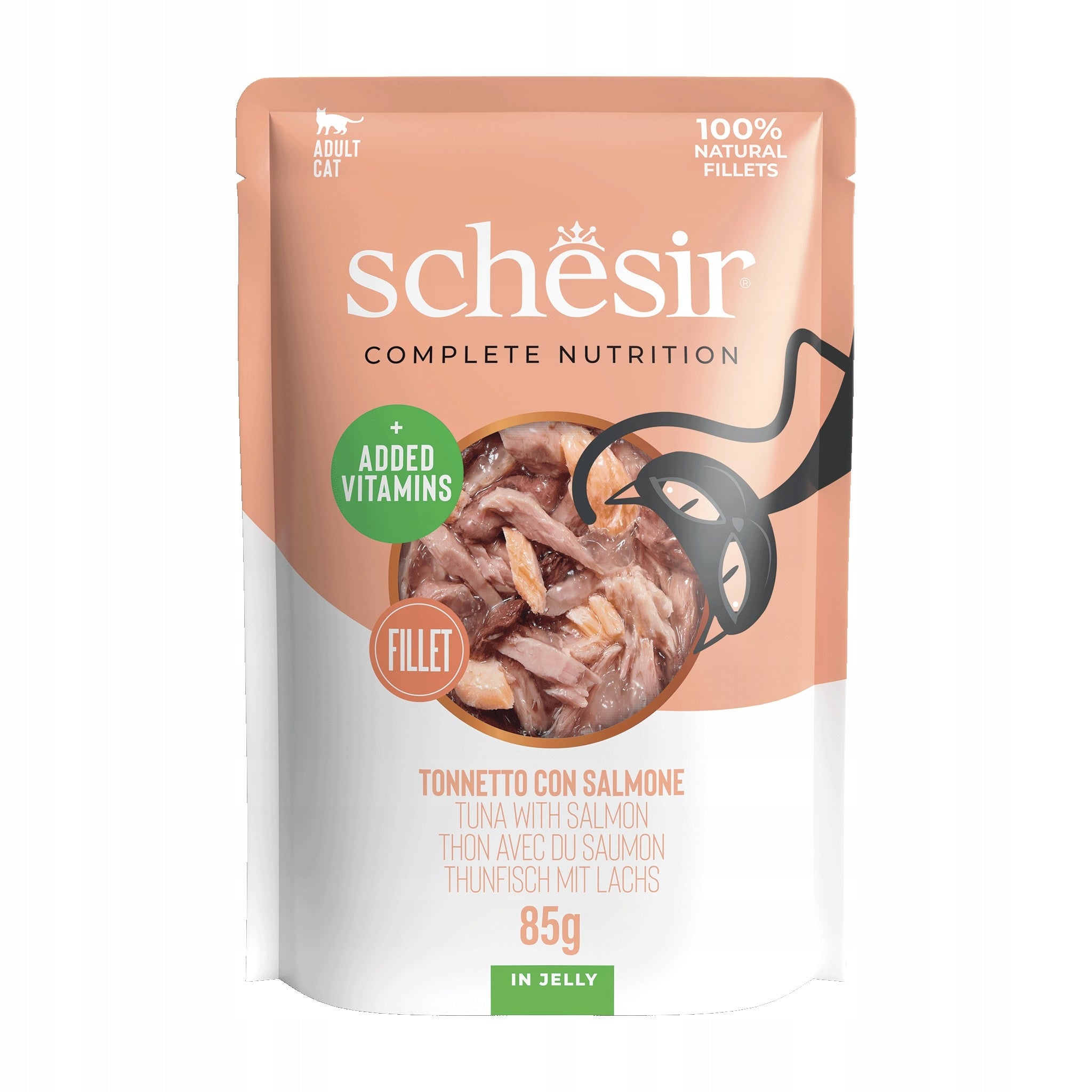 Schesir wet cat food tuna with salmon in jelly 85g sachet