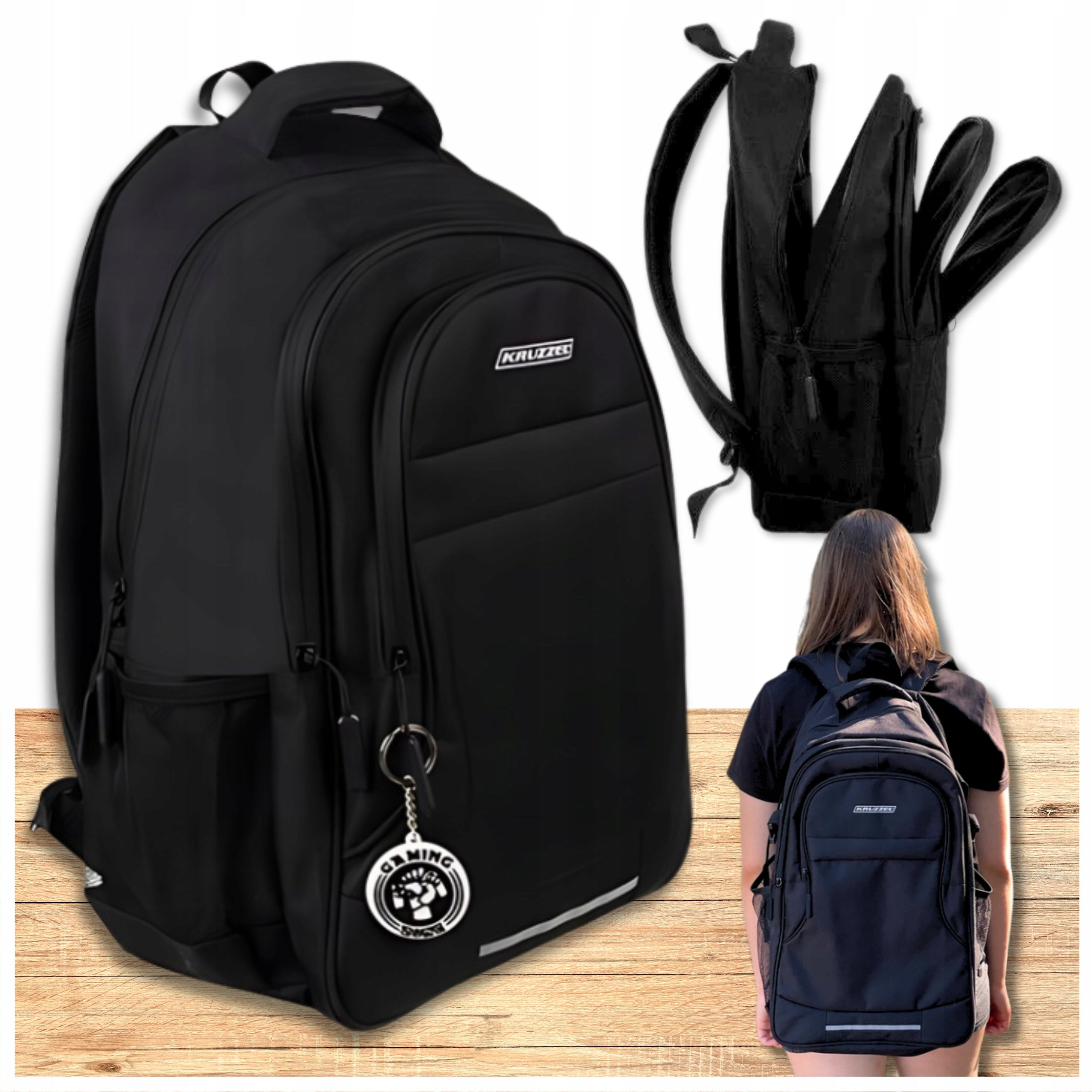 School BACKPACK 30L Large Youth Sports Laptop A4 Black UNISEX