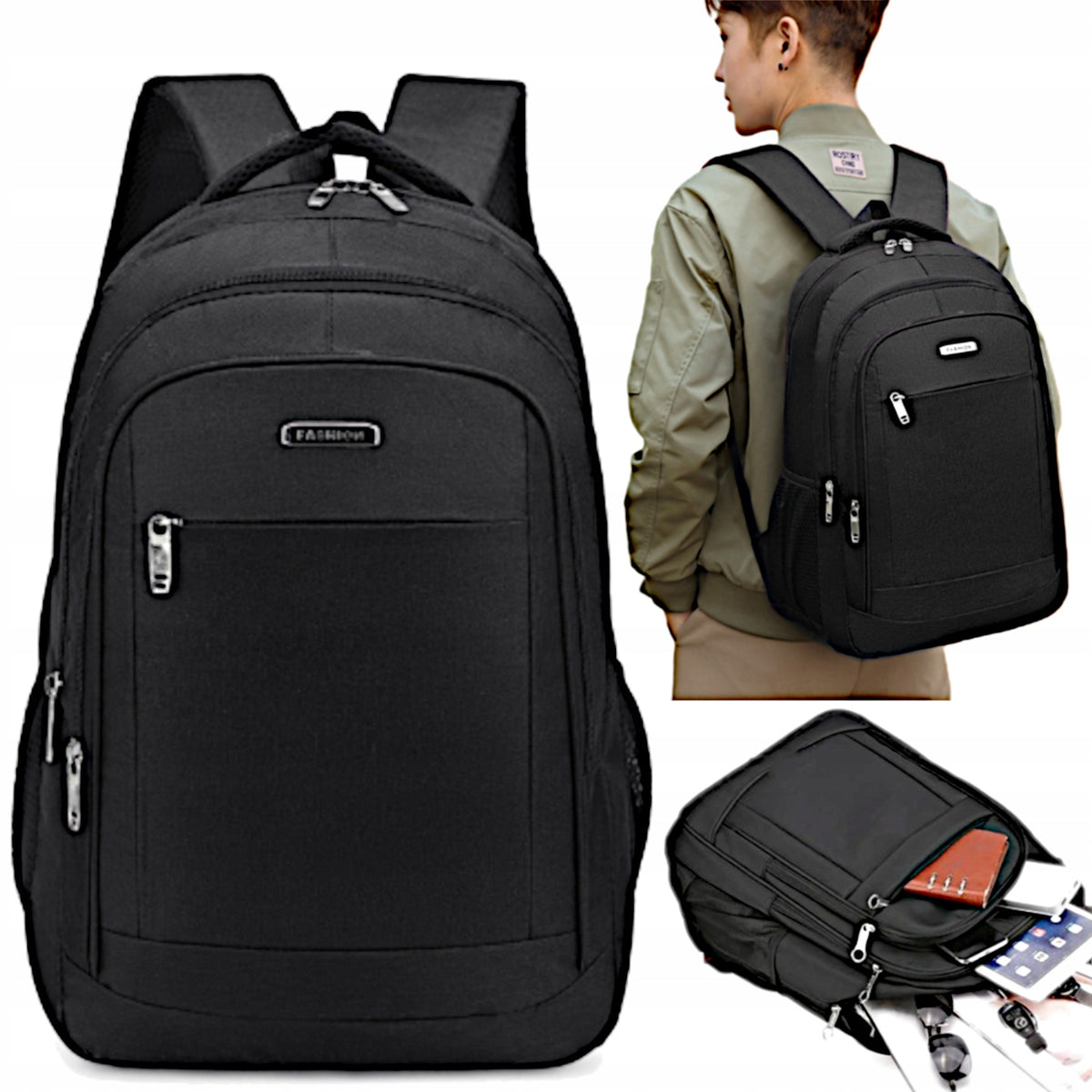 School BACKPACK large YOUTH sports for laptop A4 black UNIVERSAL