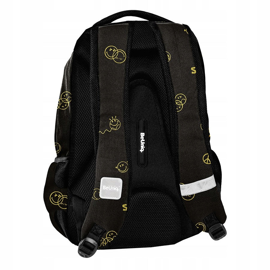 School BACKPACK youth satchel black BeUniq Smiley Faces Emojis Brand Paso