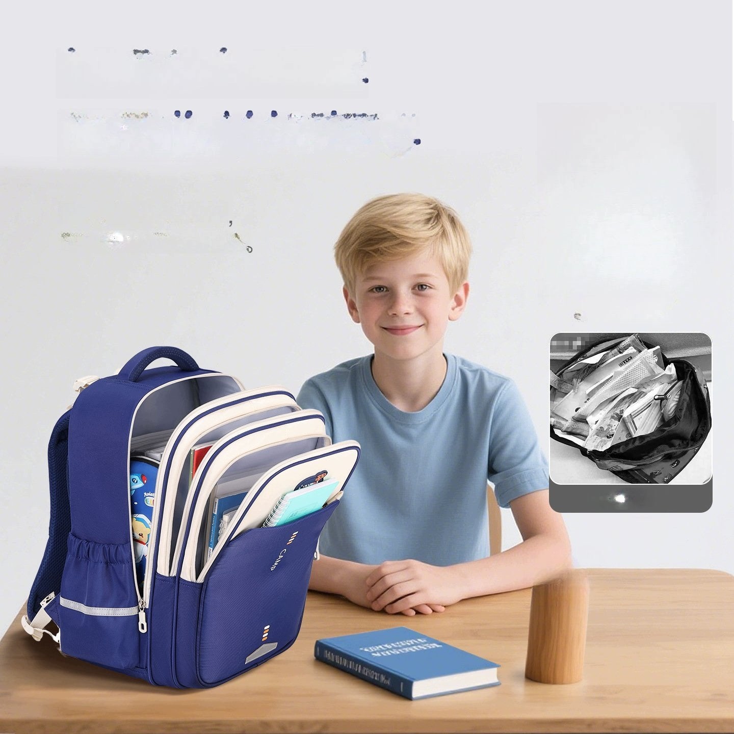 School Backpack Boy Girl 1-6 Class Large Volume Black Brand no brand