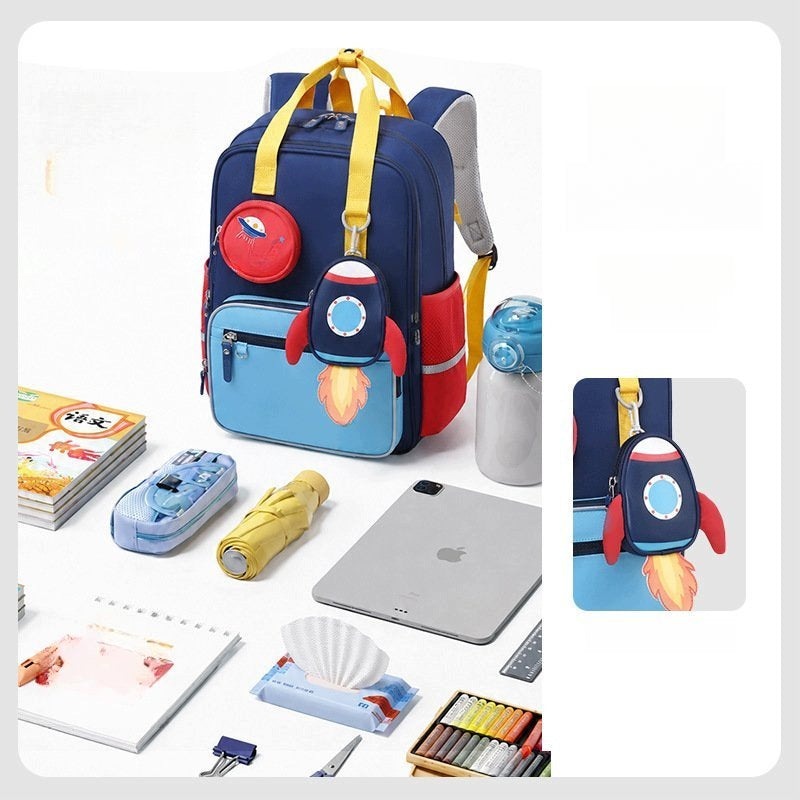 School Backpack Boy Girl Blue Racket Large Lightweight Relieving Brand no brand