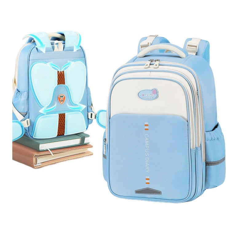 School Backpack Boys And Girls Blue Small Size Lightweight 1-6