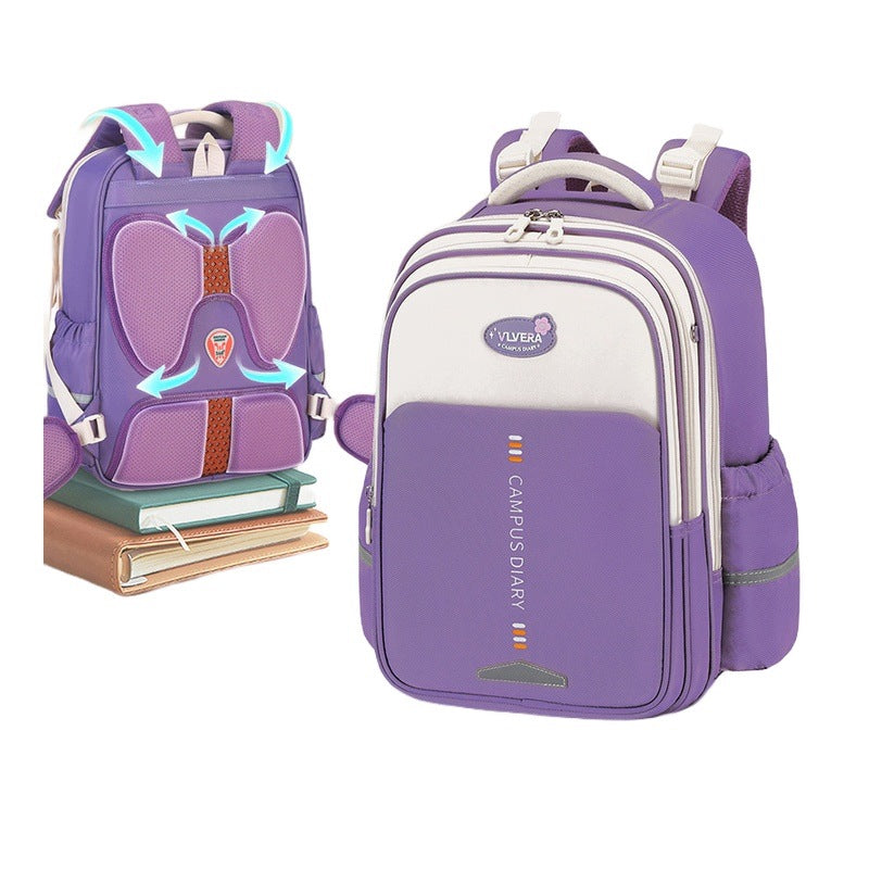 School Backpack Boys Girls 1-6 Class Purple Small Spacious Lightweight