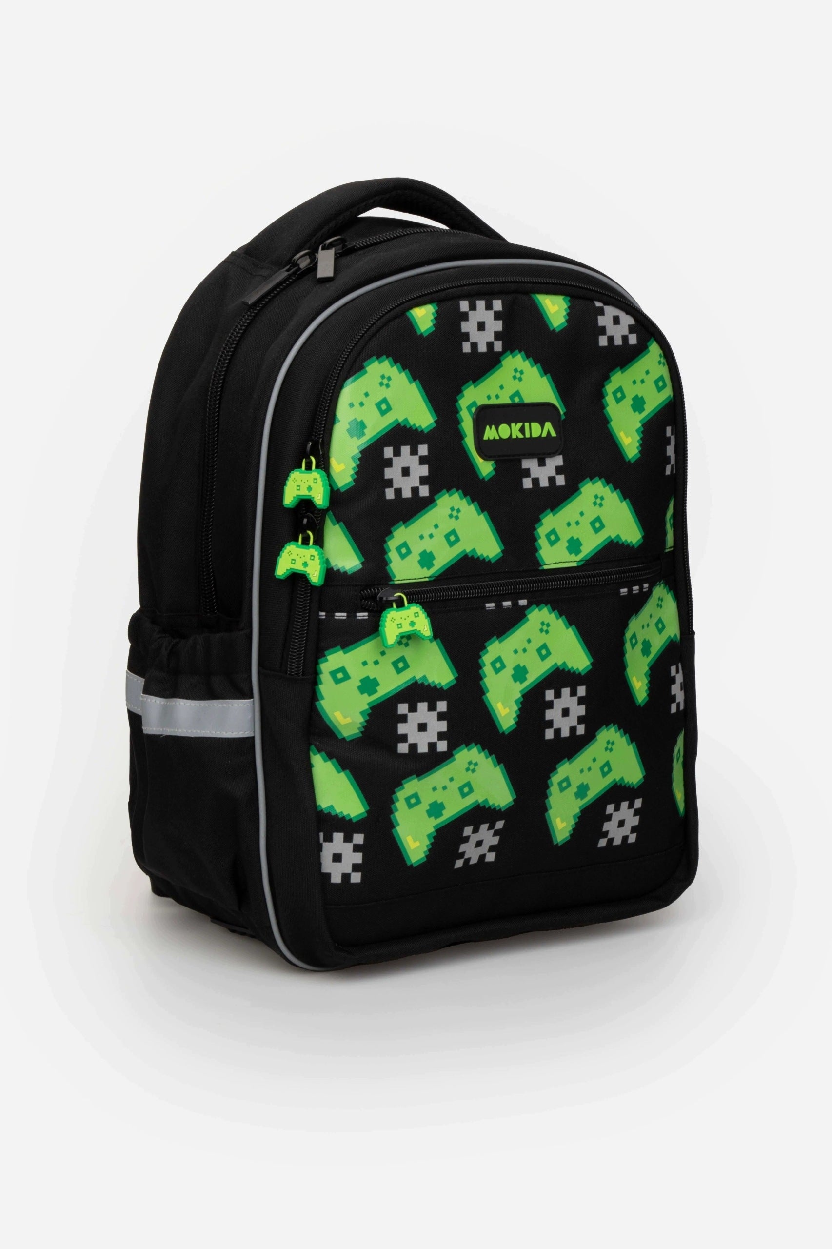 School Backpack Boys Two-chamber Pixel Gamer Black 000 Mokida YMY