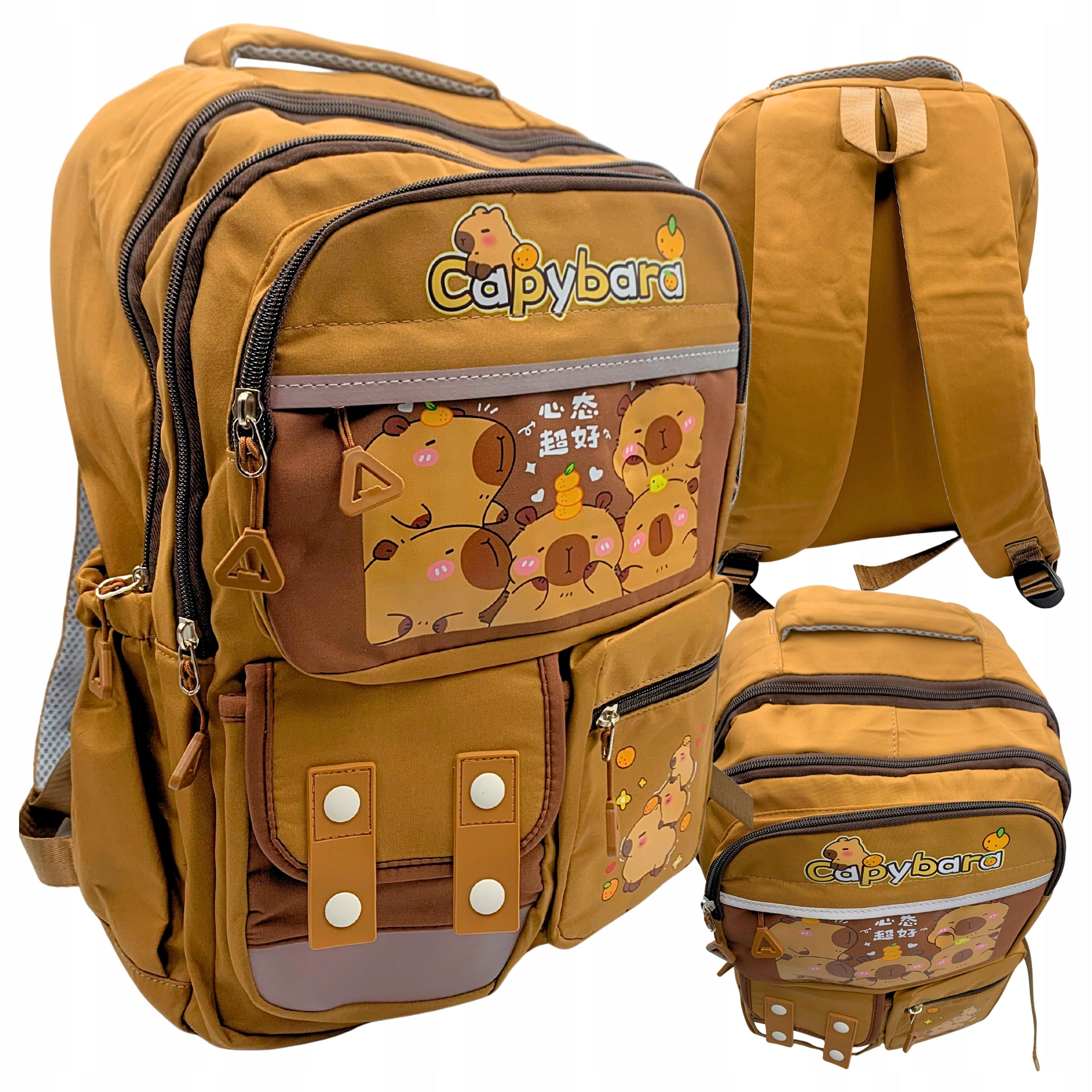 School Backpack Capybara Multi-Chamber Large For School Spacious Schoolbag