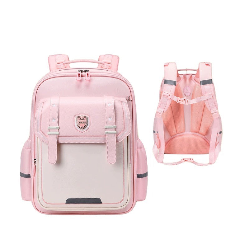 School Backpack For Boys 1-6 Class Pink Large Lightweight Relieving Resistant