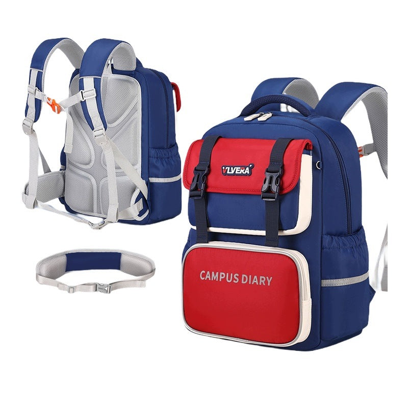 School Backpack For Boys And Girls 3-6 Class Red Rich Lightweight