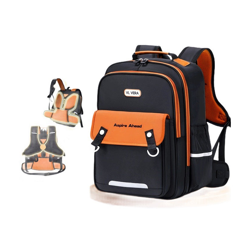 School Backpack For Boys And Girls Large Capacity Black Size L