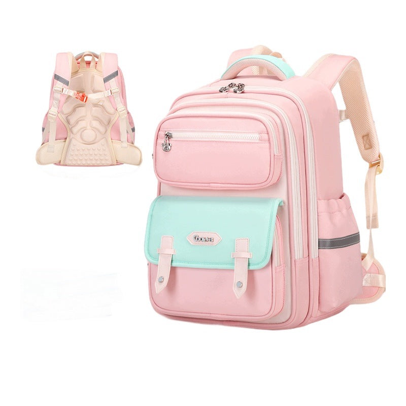 School Backpack For Boys And Girls Lightweight Large Size Pink-Blue