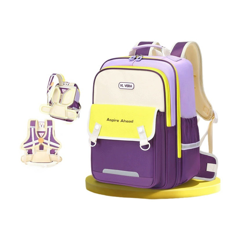 School Backpack For Boys And Girls Purple Large Capacity