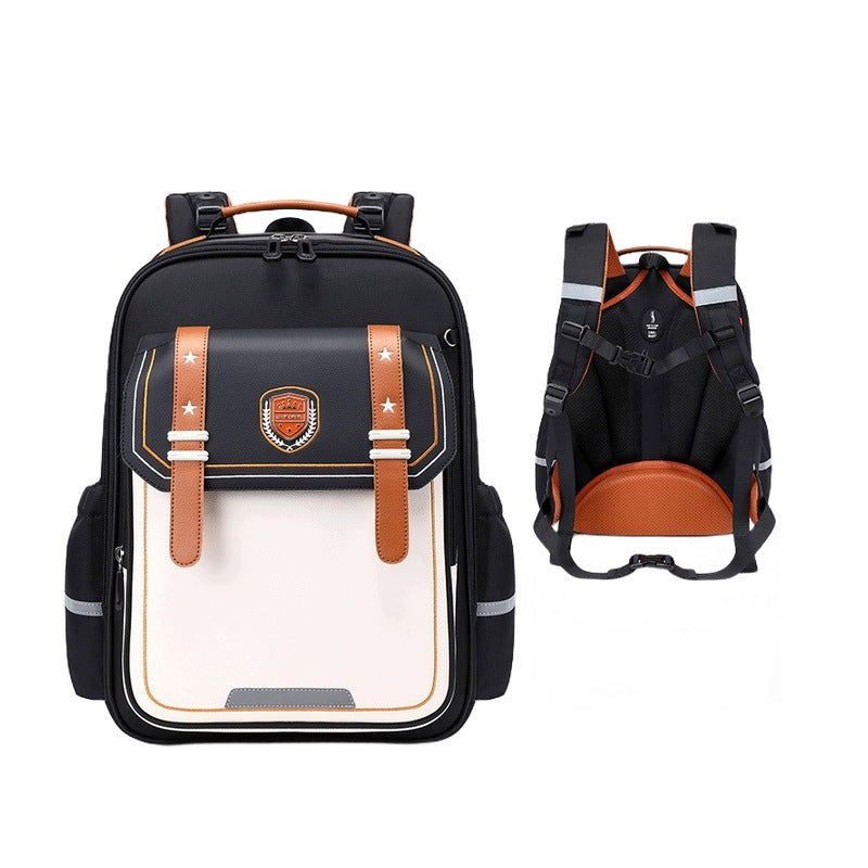 School Backpack For Girls 1-6 Class Black Large Capacity Relieving