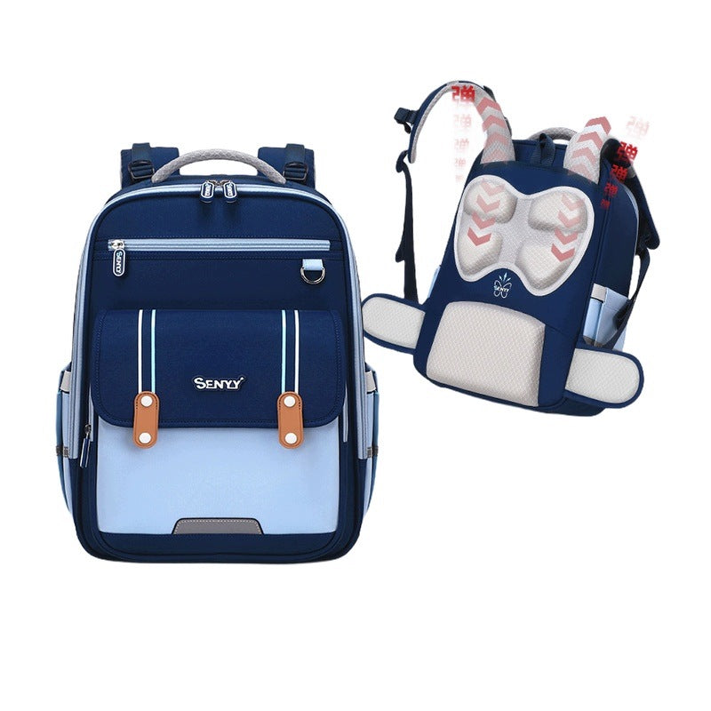 School Backpack For Girls 1-6 Class Large Blue Multiple