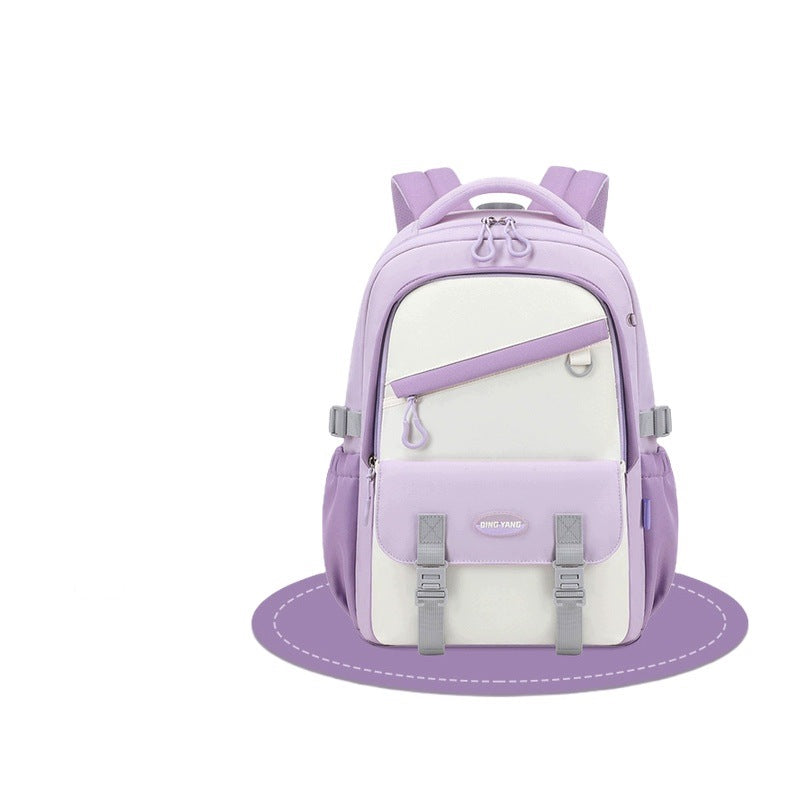 School Backpack For Girls 1-6 Class Protective Spine Large Purple