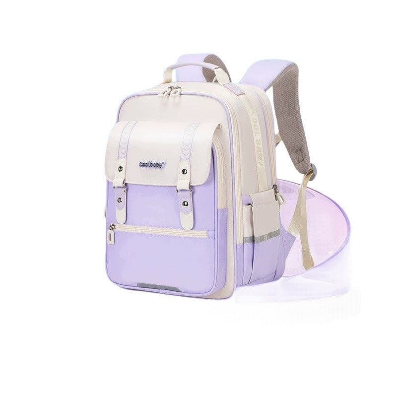 School Backpack For Girls 3-6 Class Light Large Light Purple
