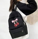 School Backpack For Girls Black Ribbon Cherries Cherry Y2K