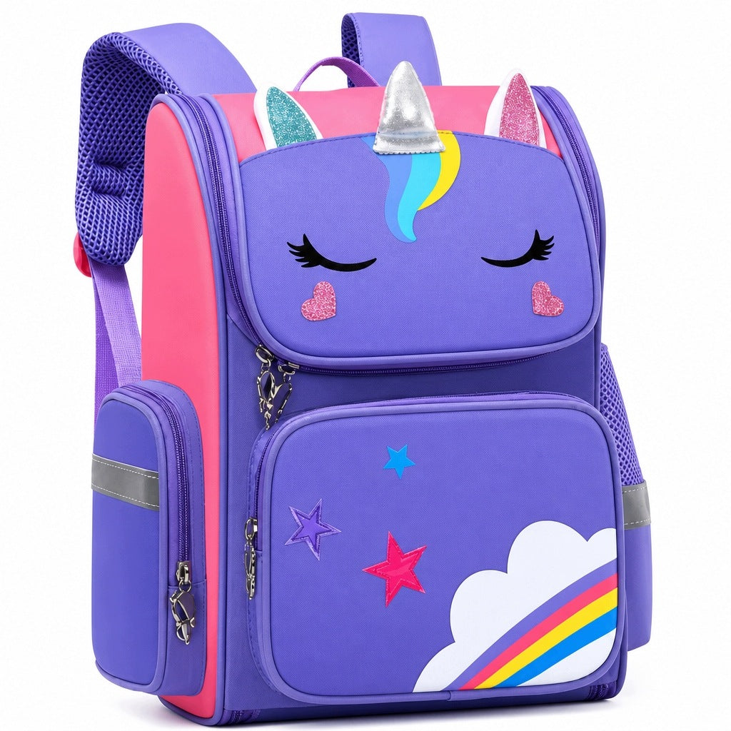 School Backpack For Girls Classes 1-3 Unicorn Schoolbag