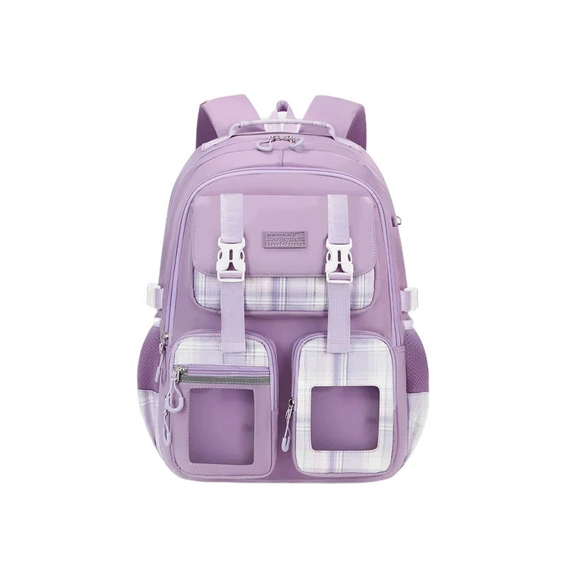 School Backpack For Girls Large Capacity Relieving Purple Large
