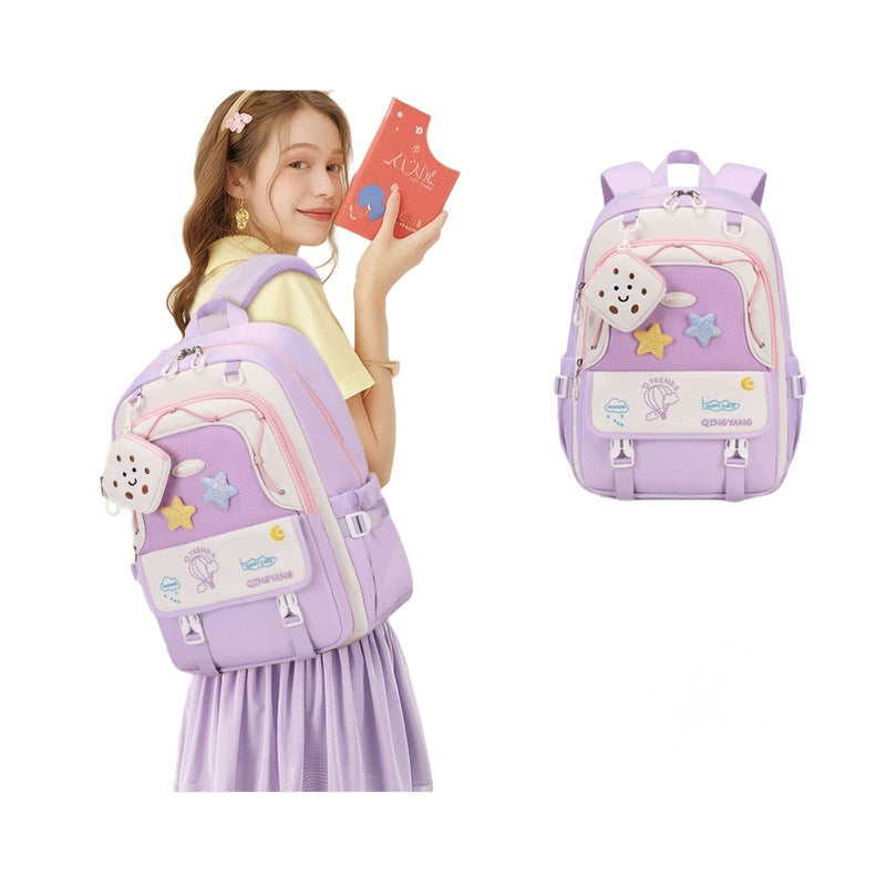 School Backpack For Girls Medium And Small School Purple Spacious Lightweight