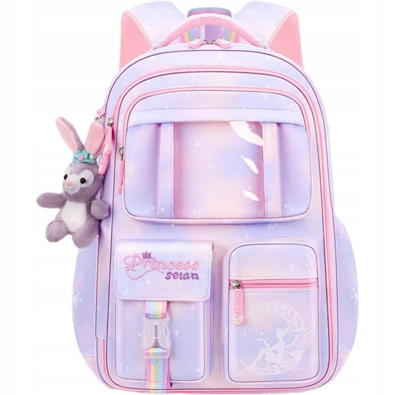 School Backpack For Girls Schoolbag Multi-Chamber Rainbow With Mascot Manufacturer code Plecak Do Szkoły Dla Pierwszoklasisty Brelok