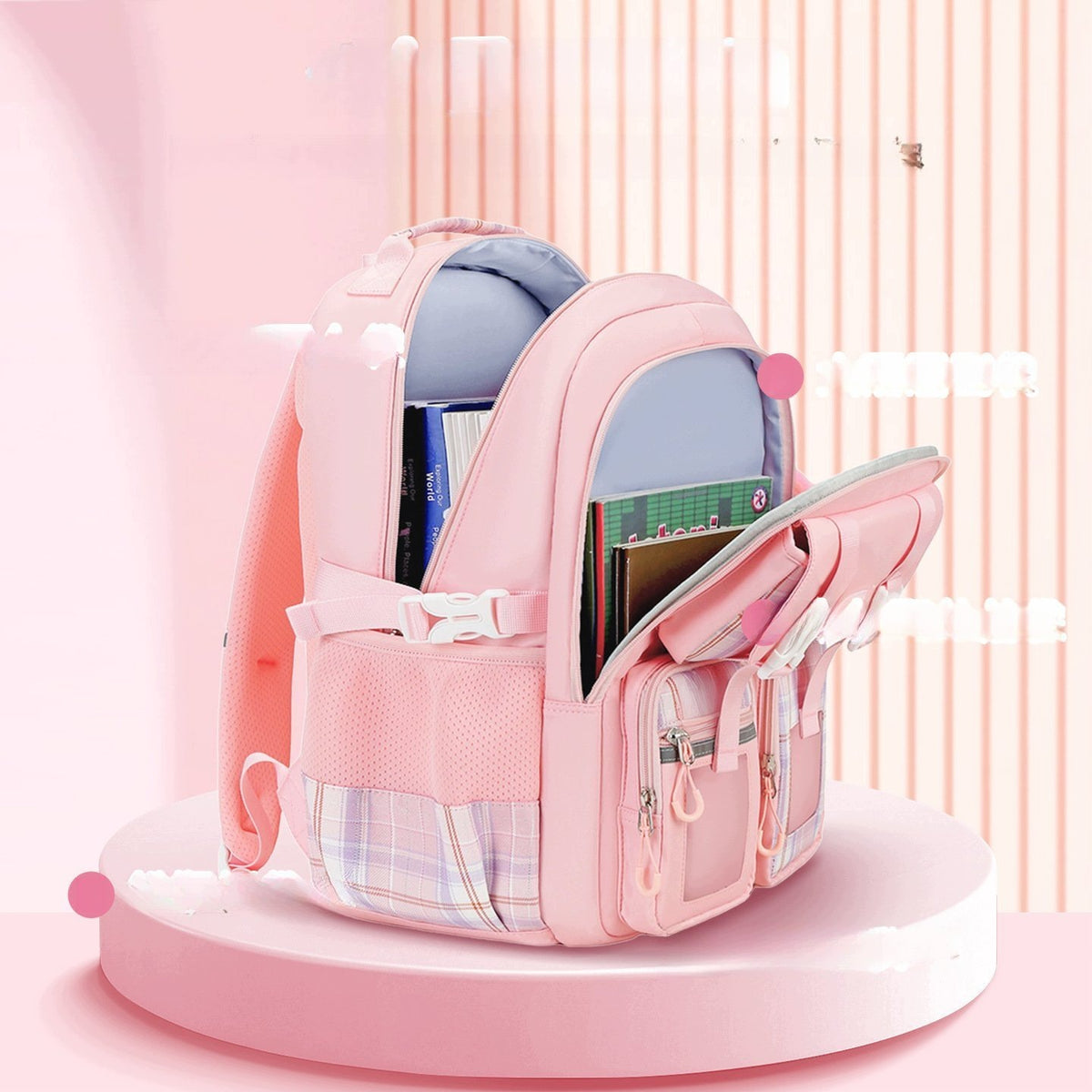 School Backpack For Girls Small Pink Spacious Lightweight Multiple Brand no brand