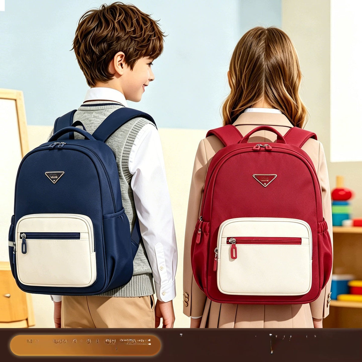 School Backpack For Primary Students Blue Large Capacity Lightweight Brand no brand