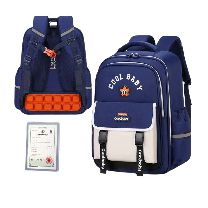 School Backpack For Students 1-6 Years Old Blue Small Light Relieving