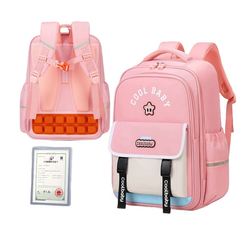 School Backpack For Students 1-6 Years Old Pink Small Lightweight With Relief